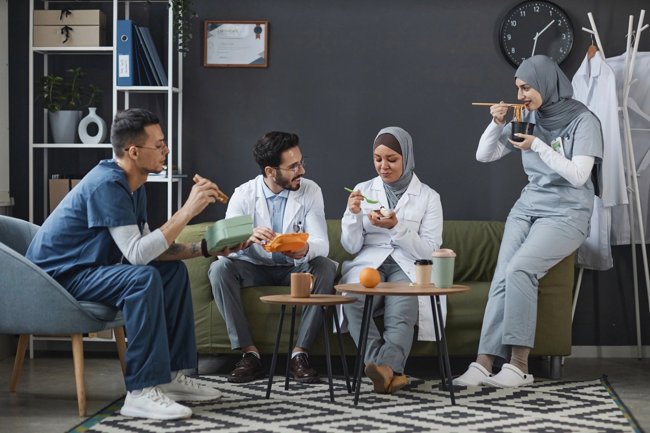 Professionals gathered together in conversation